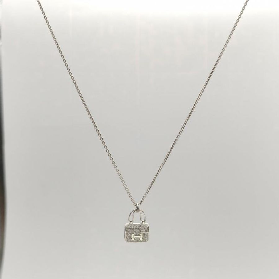 HERMES AmulettesConstance康康項鏈滿鑽新扣18K白金/鑽石-1