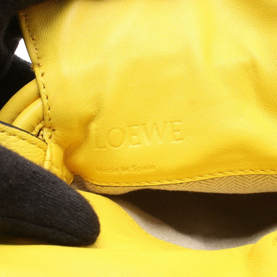 LOEWE Flamenco Clutch Mini 黃色單肩包 261842 皮革 黃色 二手 女士-3