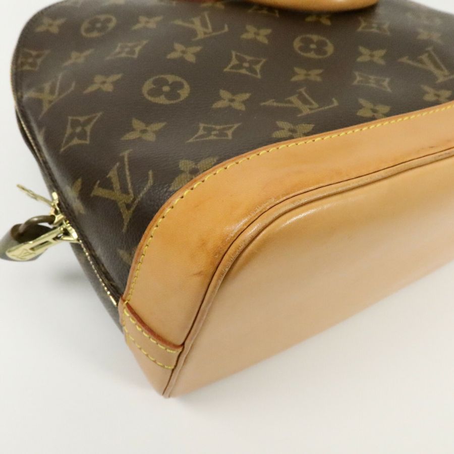 LOUIS VUITTON Monogram Alma金扣手挽袋棕色-13
