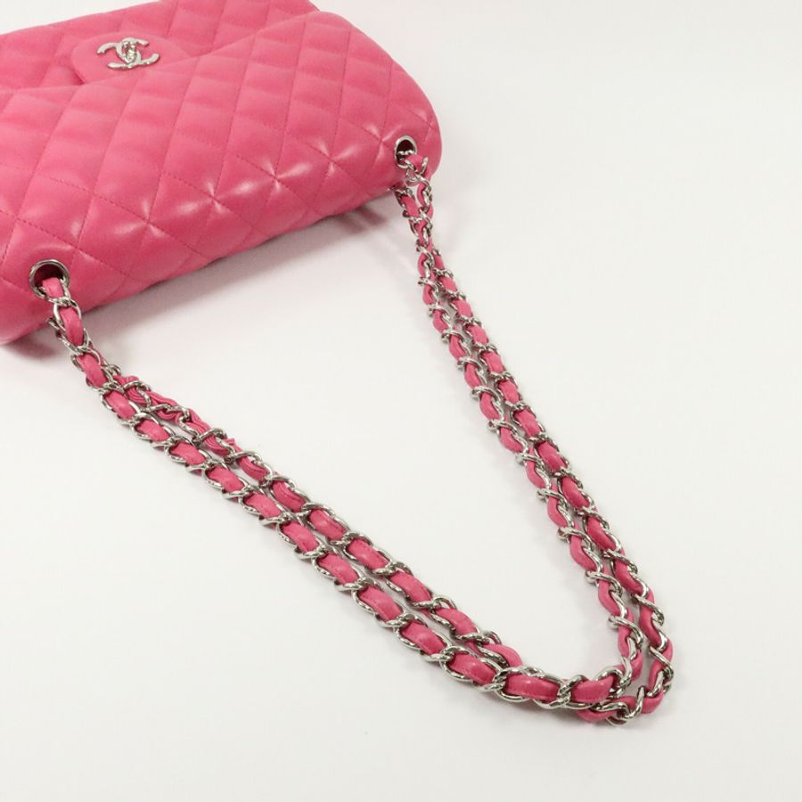 CHANEL 羊皮皮革Large Classic鏈帶手挽肩背兩用袋-8