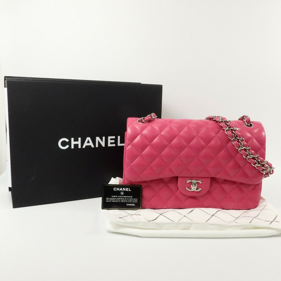 CHANEL 羊皮皮革Large Classic鏈帶手挽肩背兩用袋-9