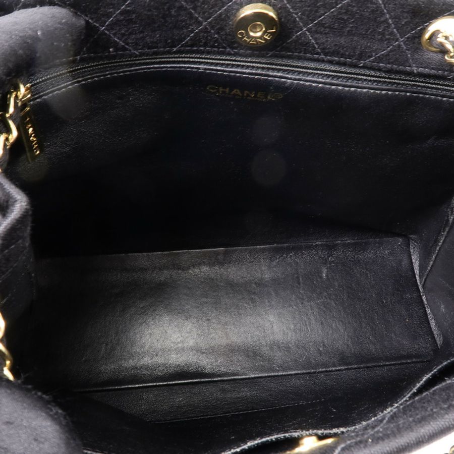 CHANEL 棉布Vintage Shoulder Bag鏈帶手挽肩背兩用袋-4