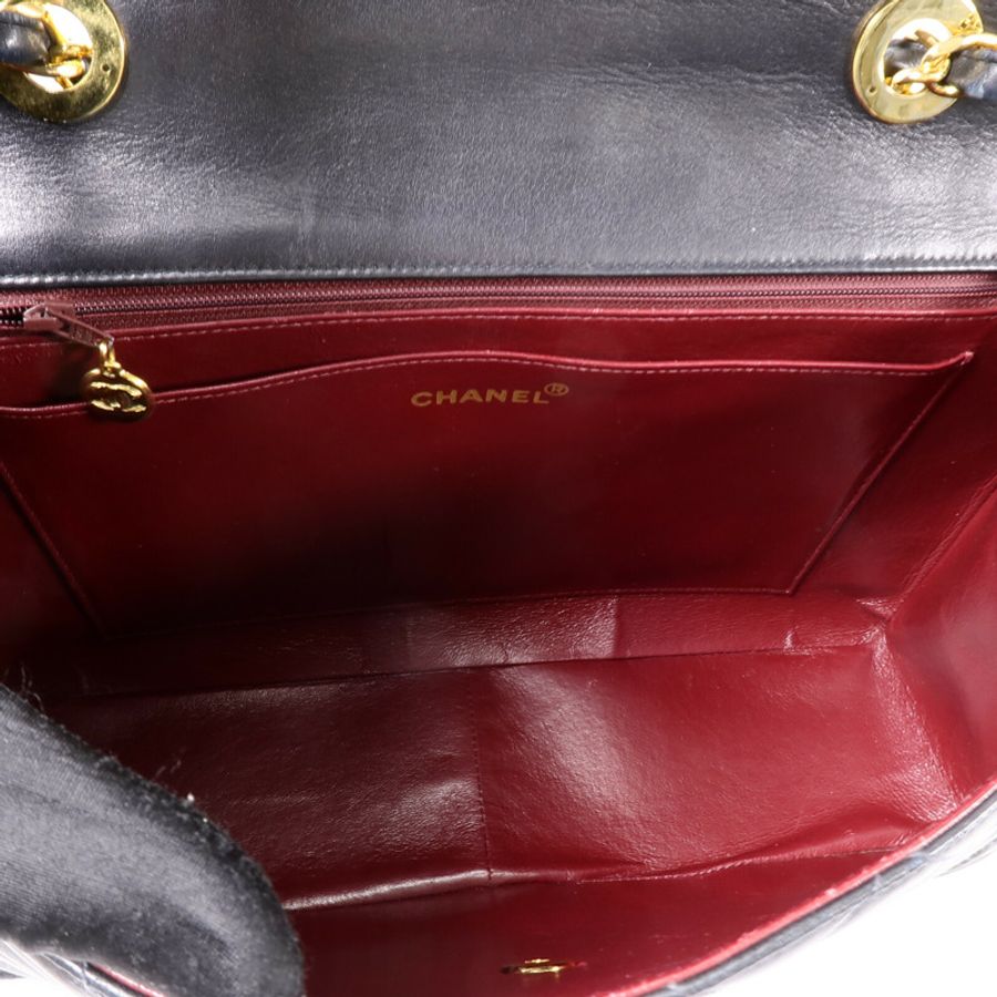 CHANEL 羊皮皮革Vintage Classic Flap鏈帶手挽肩背兩用袋-4