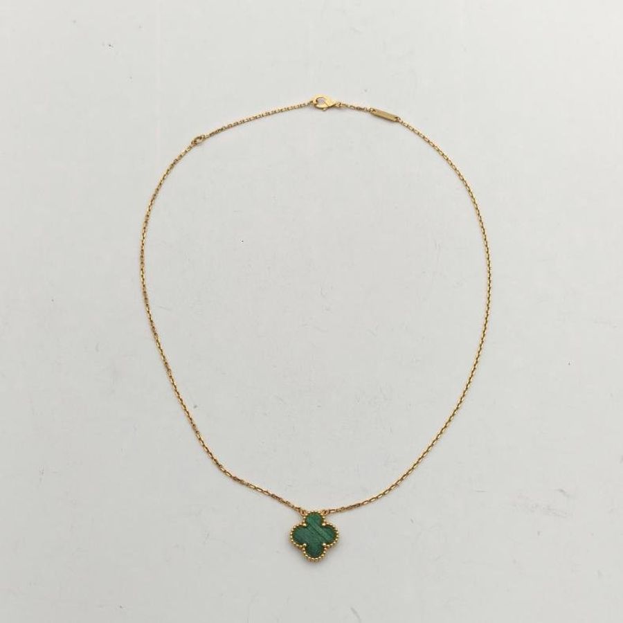 VAN CLEEF&ARPELS VintageAlhambra中號單花項鏈新扣18K黃金/孔雀石-3