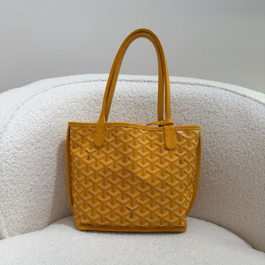 💛 戈雅/Goyard ANJOU迷你托特包 菜籃子手提包子母包 黃色-1