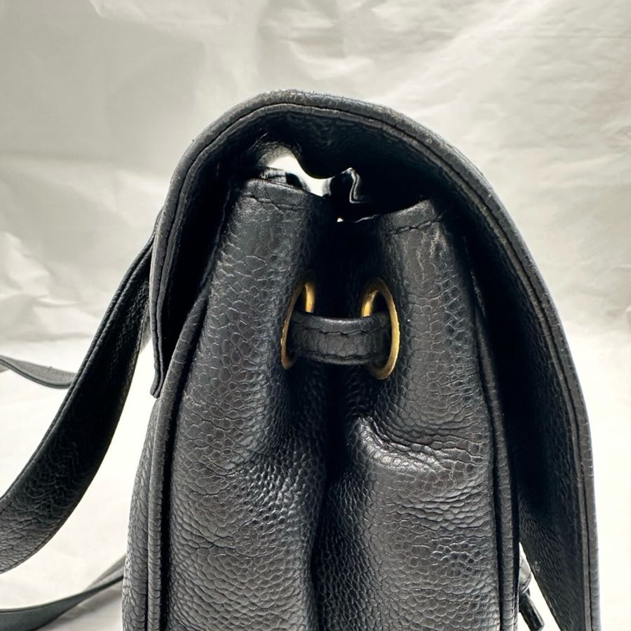 Chanel/香奈兒 中古黑金魚子醬雙肩包-4