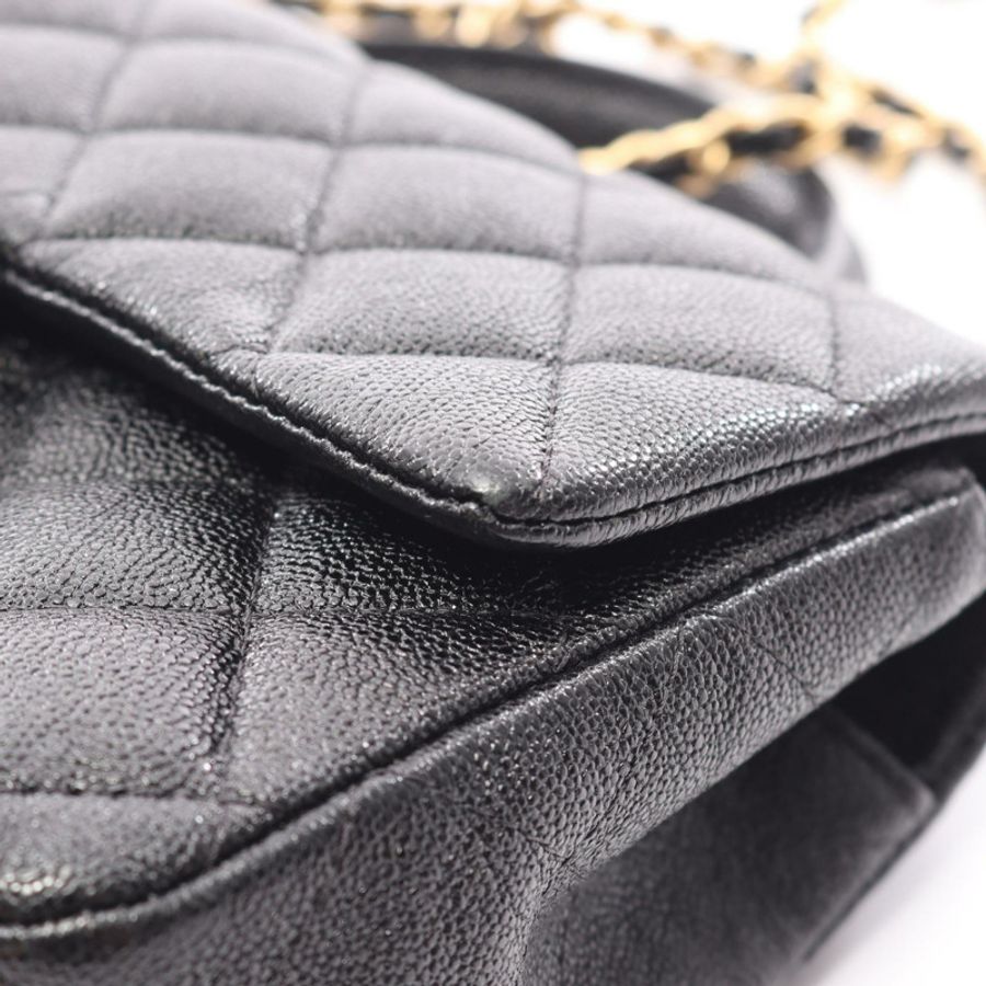 香奈兒 (CHANEL) 絎縫迷你翻蓋兩用肩背包 AS2431 黑色皮革金色五金-7