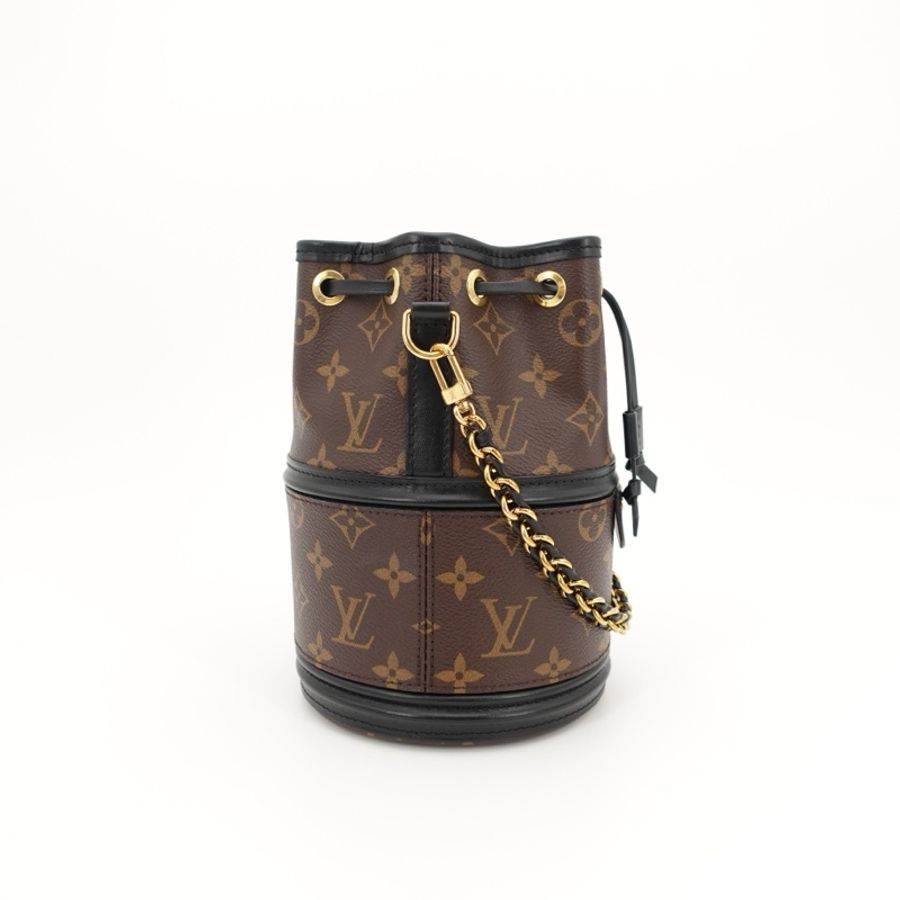 路易威登/Louis Vuitton CANOÉ 手袋 老花拼黑色水桶包單肩包斜挎包 金扣 芯片款-2