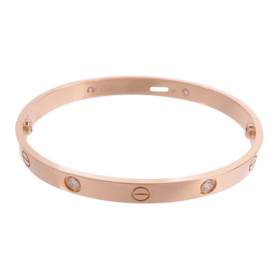 CARTIER 18K玫瑰金Love Bracelet 4 Diamonds鑽石手鐲-2