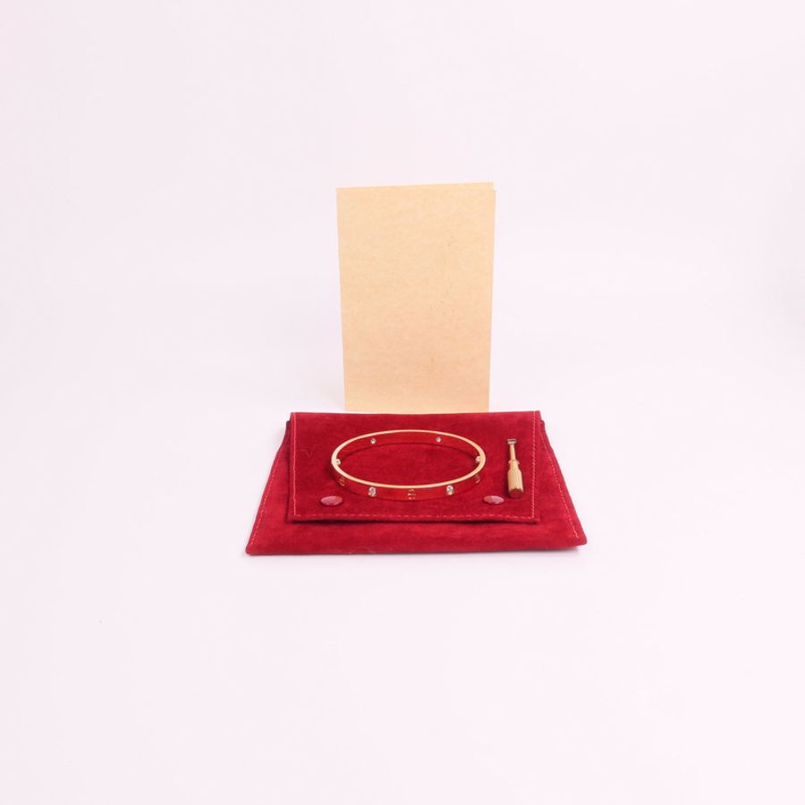 CARTIER 18K玫瑰金Love Bracelet 4 Diamonds鑽石手鐲-7