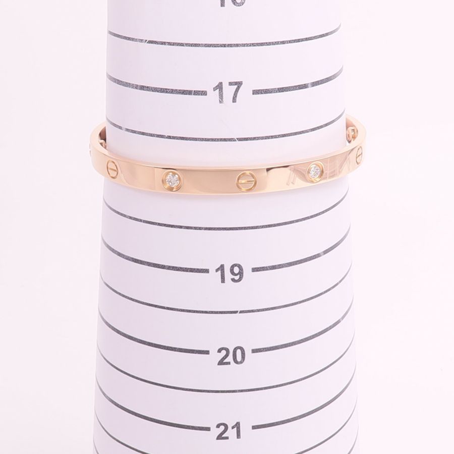 CARTIER 18K玫瑰金Love Bracelet 4 Diamonds鑽石手鐲-8