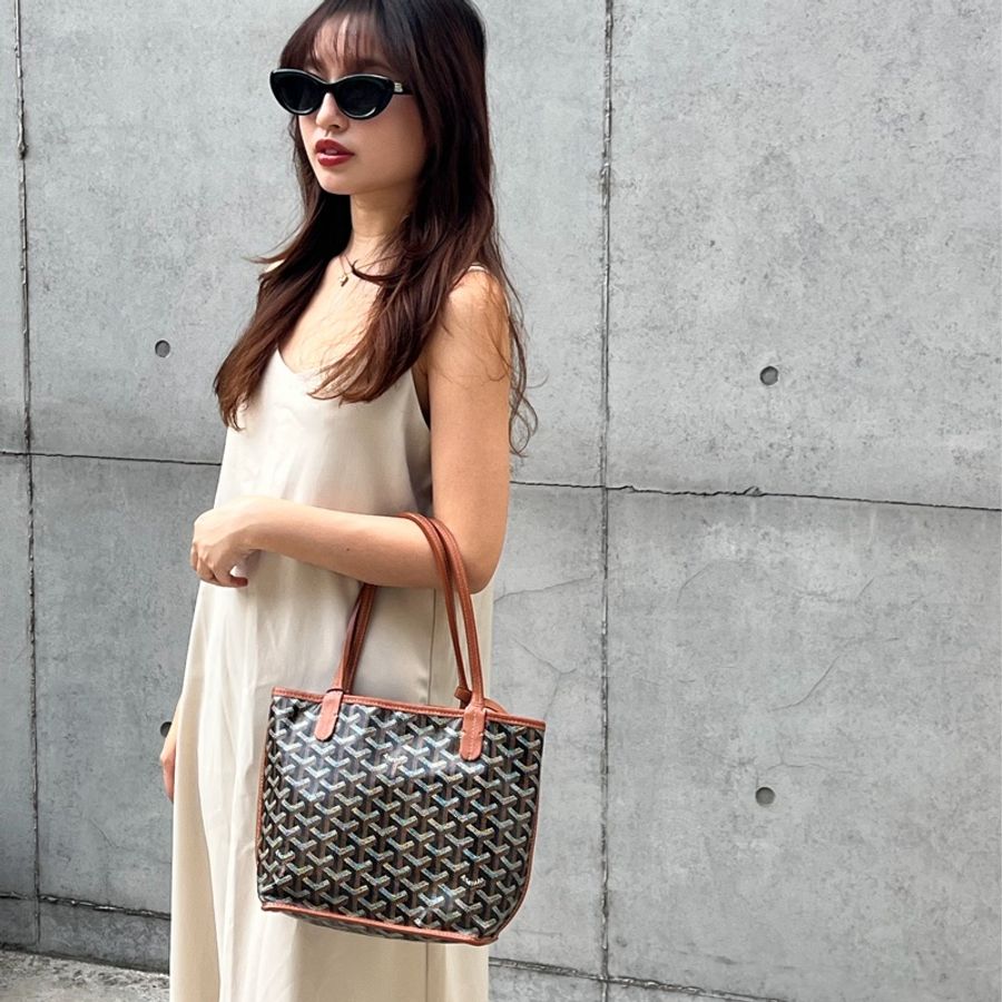 #極新 Goyard Mini Tote Anjou 棕色-0