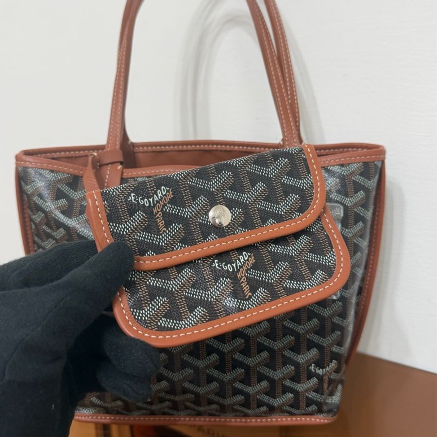 #極新 Goyard Mini Tote Anjou 棕色-14