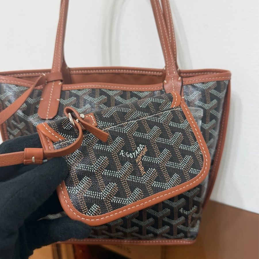#極新 Goyard Mini Tote Anjou 棕色-15