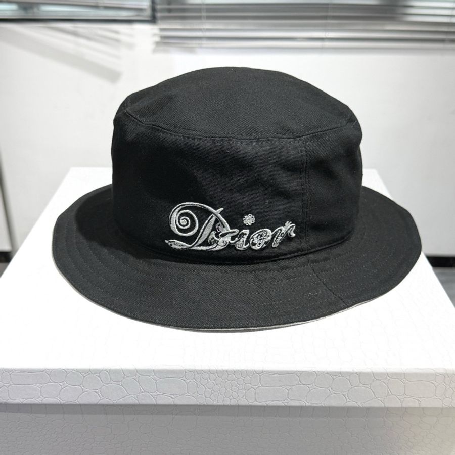 DIOR 迪奧 Kenny scharf聯名款 漁夫帽 刺繡logo 黑色-0