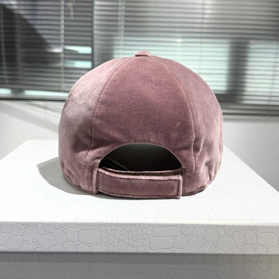 Prada 普拉達 絲絨棒球帽 鴨舌帽 粉色 金色三角標logo-2