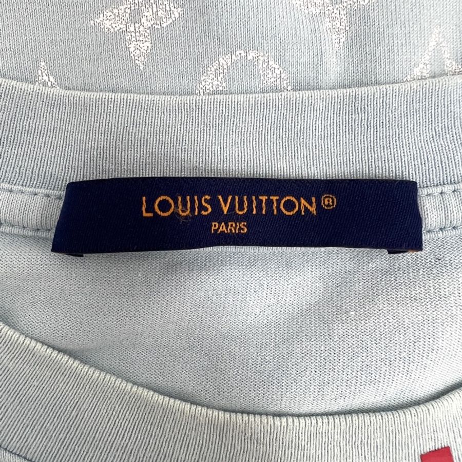 Louis Vuitton 23款 天蓝色logo老花渐变短袖T恤 XL码-4