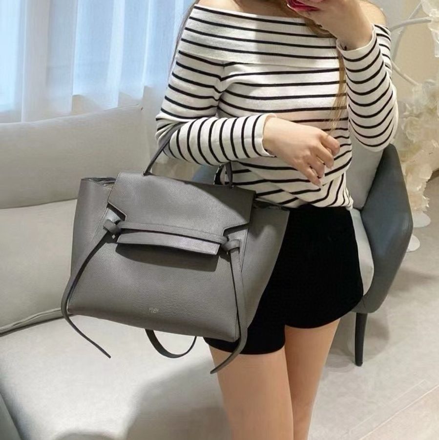 ✨Celine|經典belt mini鯰魚包|最受歡迎大象灰金扣|98新-0