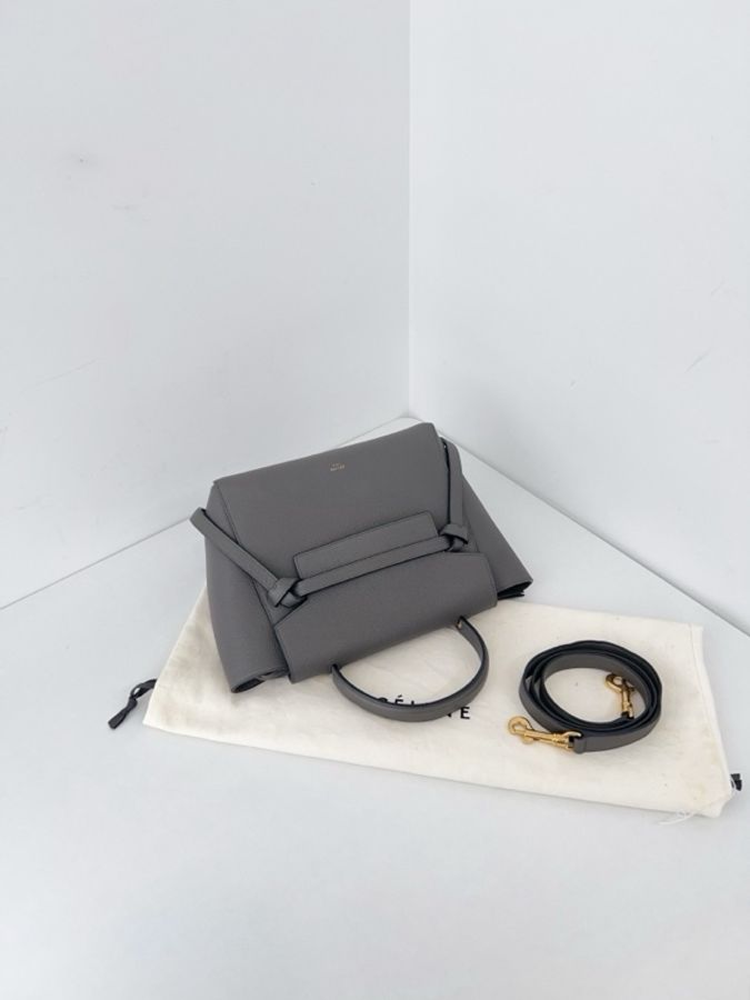 ✨Celine|經典belt mini鯰魚包|最受歡迎大象灰金扣|98新-5