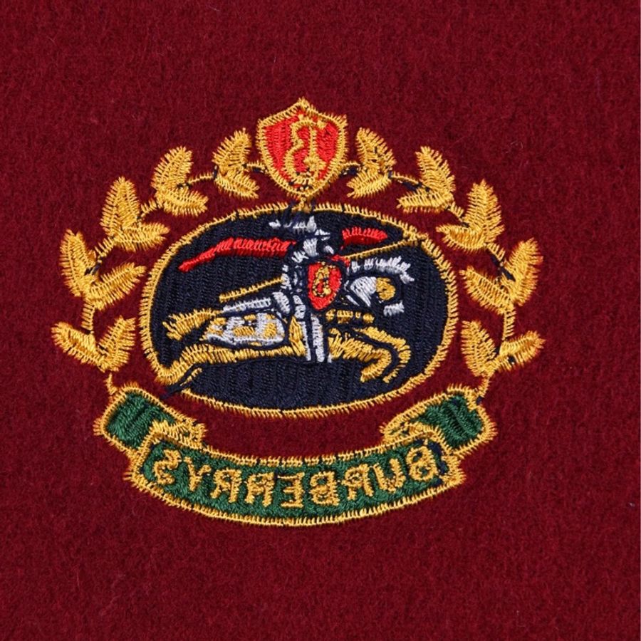 Burberry玫紫色徽章刺绣羊毛围巾-17