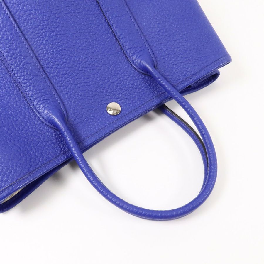HERMES Neonda皮革Garden Party TPM手挽袋Bleu Electrique-8