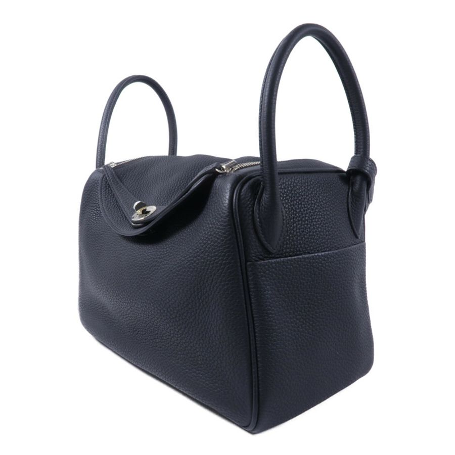 HERMES Clemence皮革Lindy 30手挽肩背兩用袋Noir-2