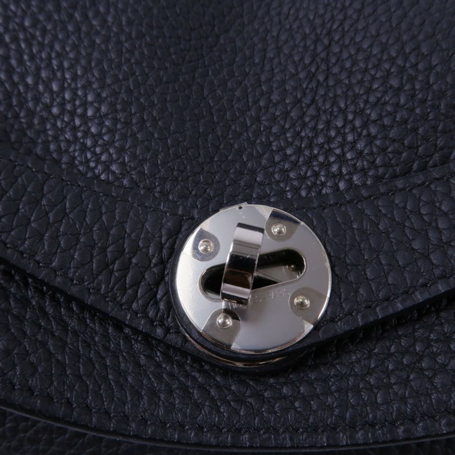 HERMES Clemence皮革Lindy 30手挽肩背兩用袋Noir-4