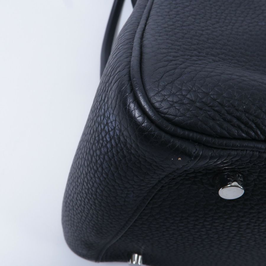 HERMES Clemence皮革Lindy 30手挽肩背兩用袋Noir-10