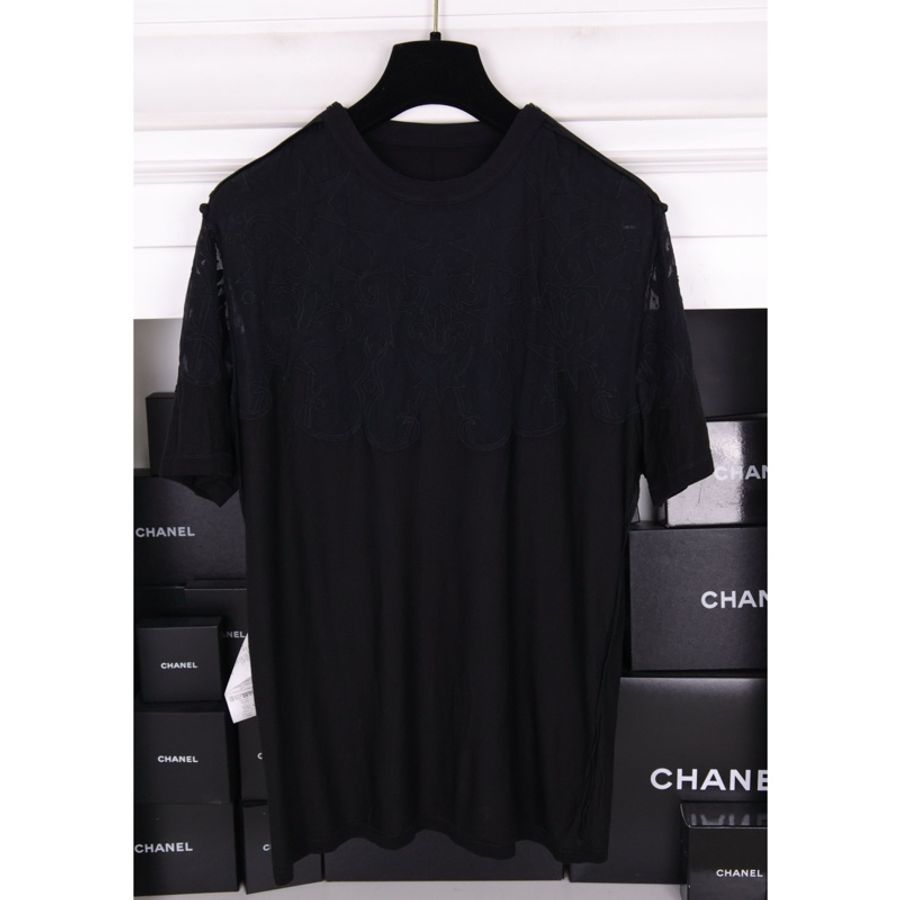 Givenchy黑色星星浮雕花纹圆领短袖上衣外套-3