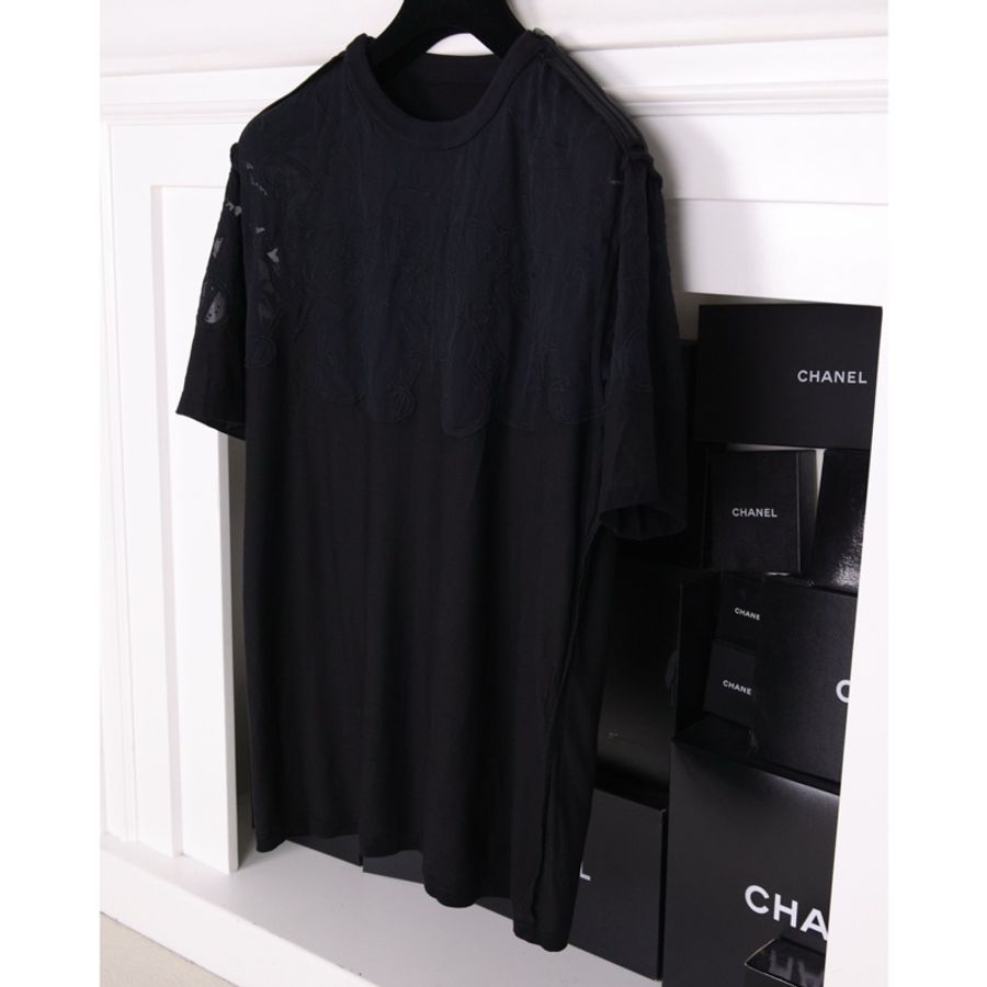 Givenchy黑色星星浮雕花纹圆领短袖上衣外套-5