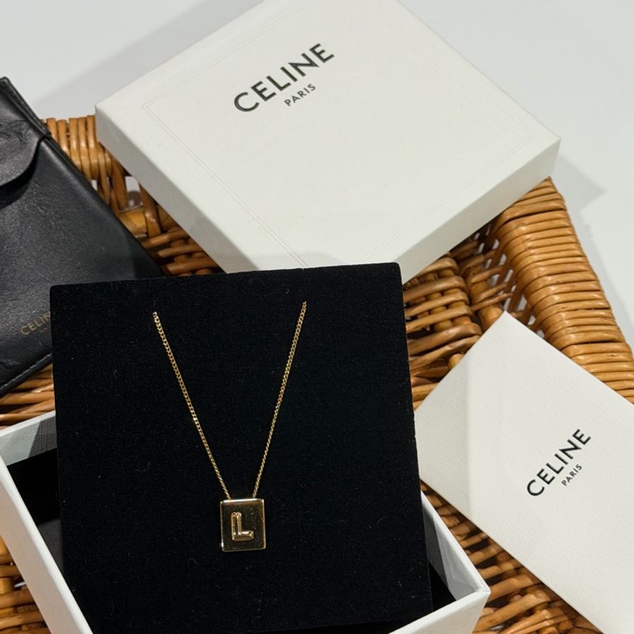 Celine • 字母L淡金項鍊 全配🈶盒-4