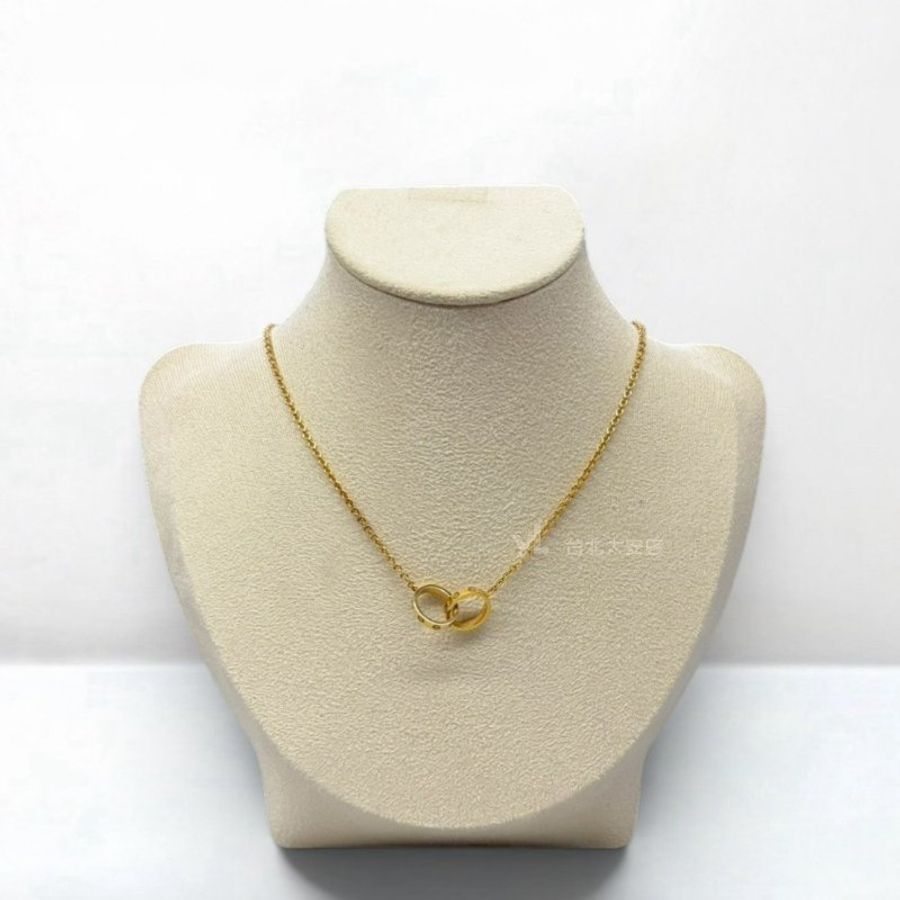 A13330-CARTIER LOVE 18K金色雙環項鍊B7212400-0