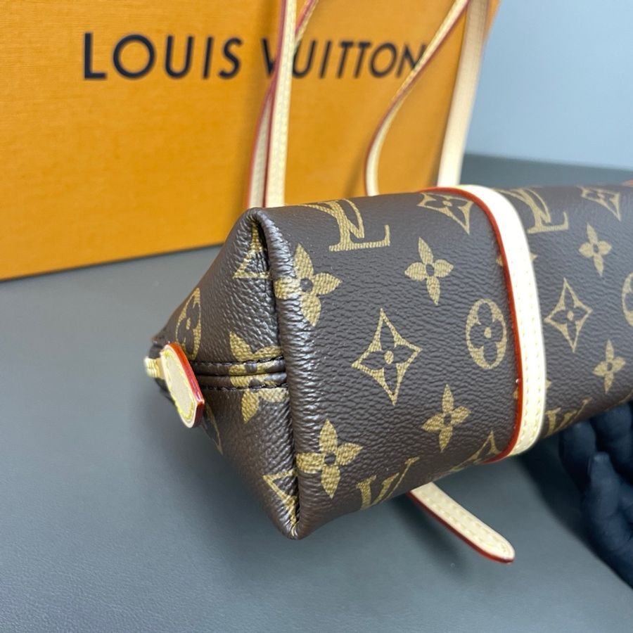 LV/路易威登Squire East West 老花貝殼包單肩包腋下包 棕色 芯片款-3