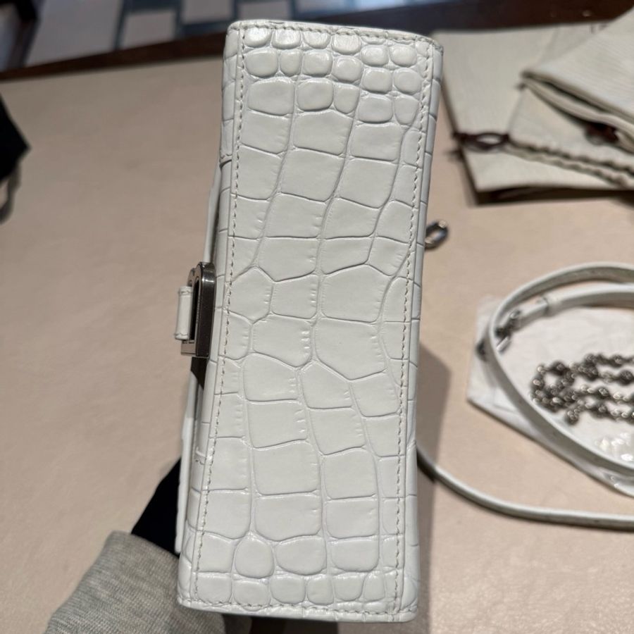 Balenciaga 巴黎世家 Xs 沙漏包手提包斜挎包 淺灰色 銀扣-5