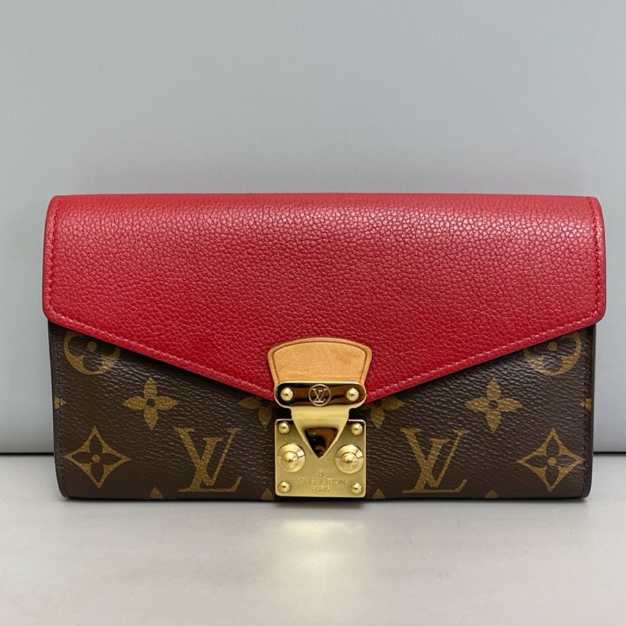 Louis Vuitton 路易威登 palla紅色皮拼老花傳奇長款錢包 尺寸19×11×3-0