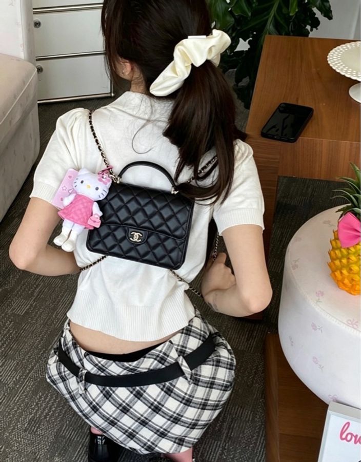 99新Chanel香奈兒25P 羊皮手柄三合一woc-8