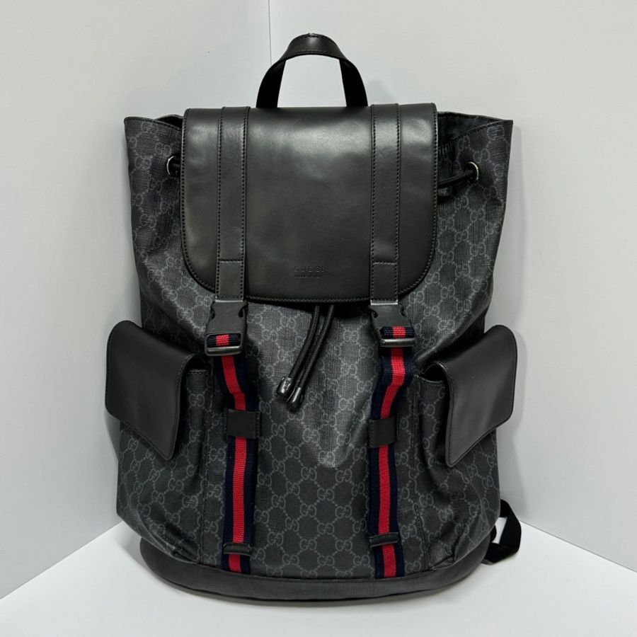 【2026/6/12專櫃抱出】 GUCCI Supreme 古馳 黑老花後背包-9