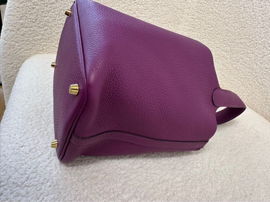 HERMES/愛馬仕 金扣菜籃子 海葵紫 Z刻|附防塵袋|鎖具鑰匙-12