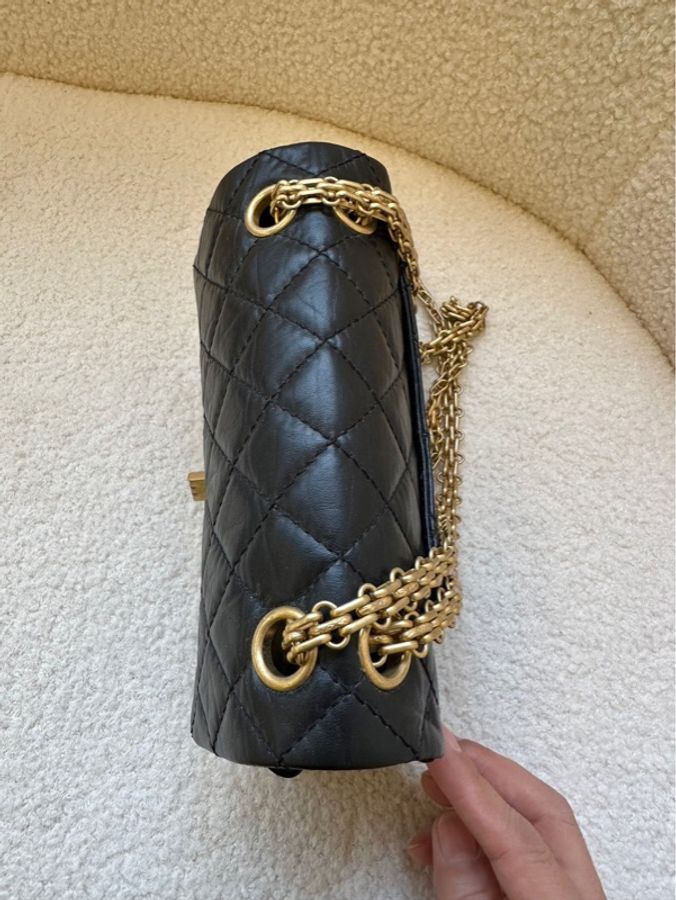 CHANEL/香奈兒 斜挎包 2.55 口蓋包 復古小牛皮 Mini 迷你晶片款 20*15.5 黑色-9