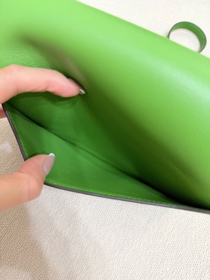 HERMES Evercolor皮革Roulis Mini銀扣肩背袋Vert Yucca-15