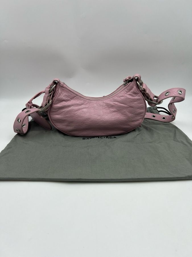 巴黎世家/Balenciaga Le Cagole系列粉紫色 羊皮 xs機車包-2