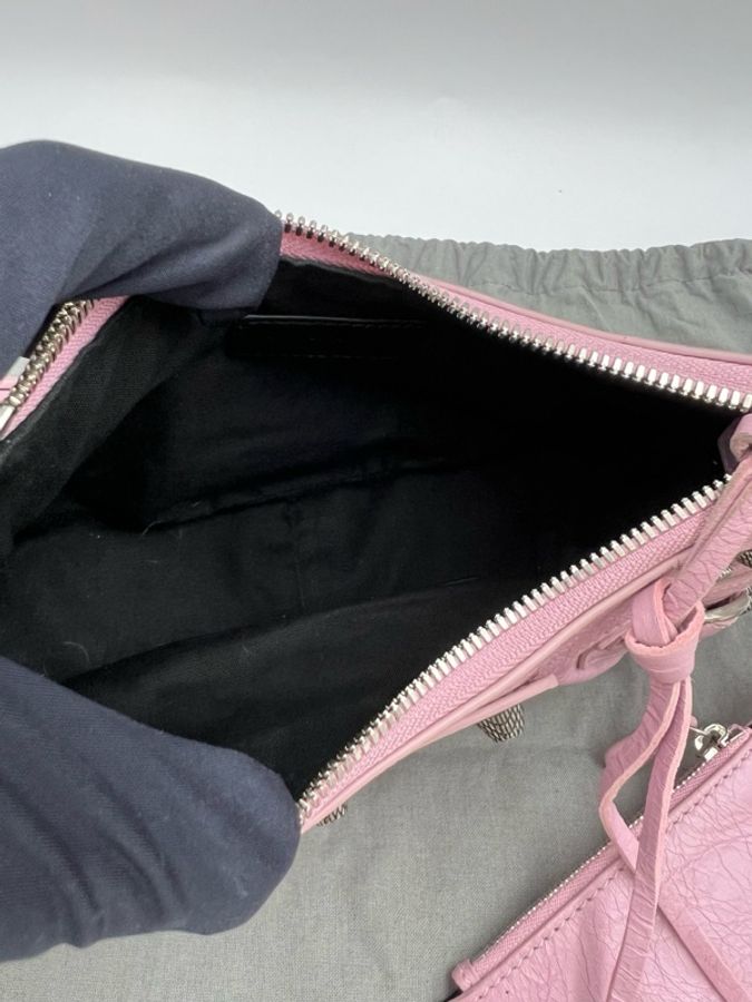巴黎世家/Balenciaga Le Cagole系列粉紫色 羊皮 xs機車包-4