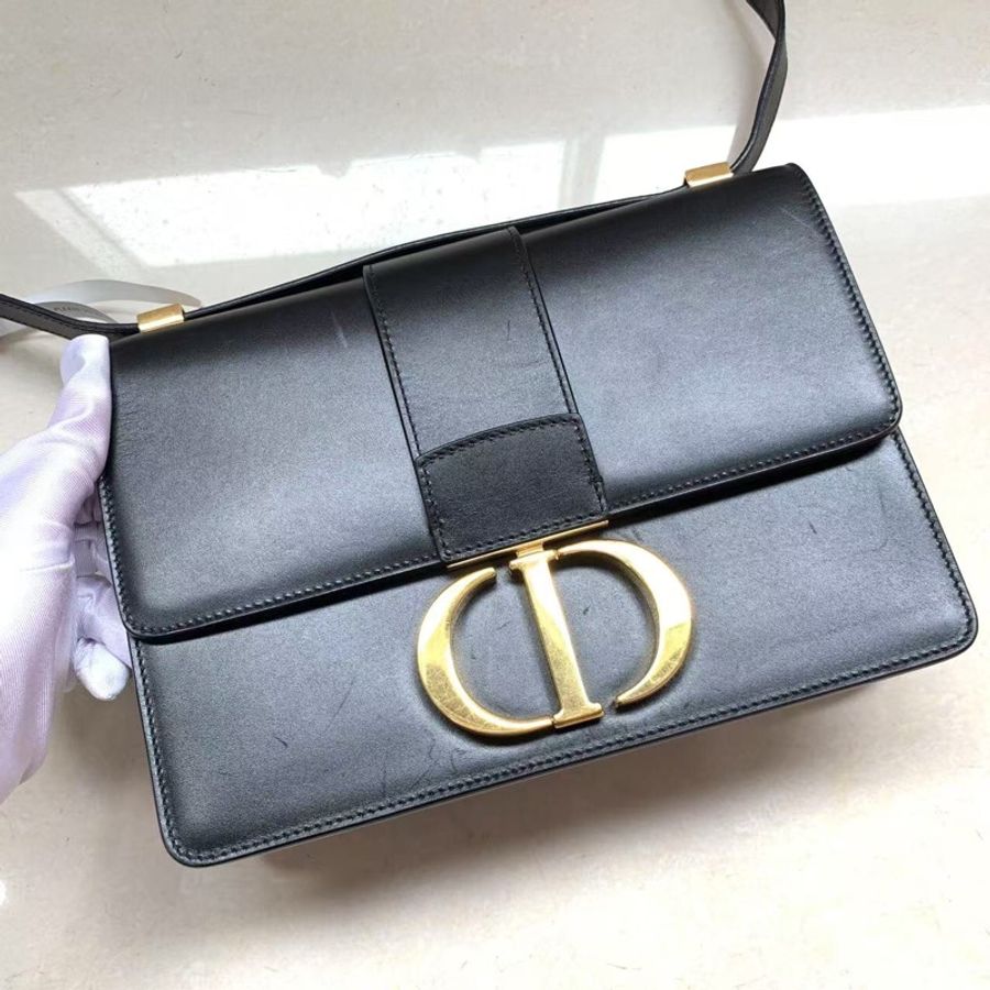 DIOR迪奧 30 Montaigne 可調節可拆卸皮質肩帶 光面牛皮革 斜挎單肩包-19