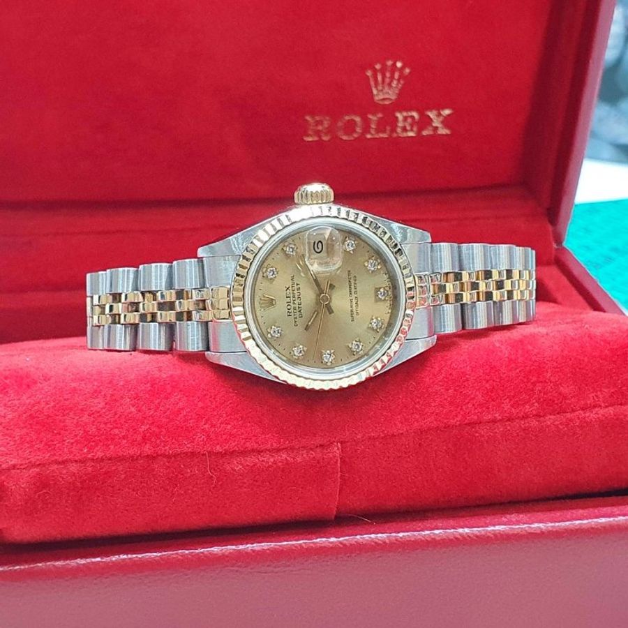 【大眾名錶】ROLEX勞力士 69173 Datejust 蠔式女錶 台灣保單 金色十鑽面盤 經典錶款 錶徑26mm 自動上鍊 B1390-3