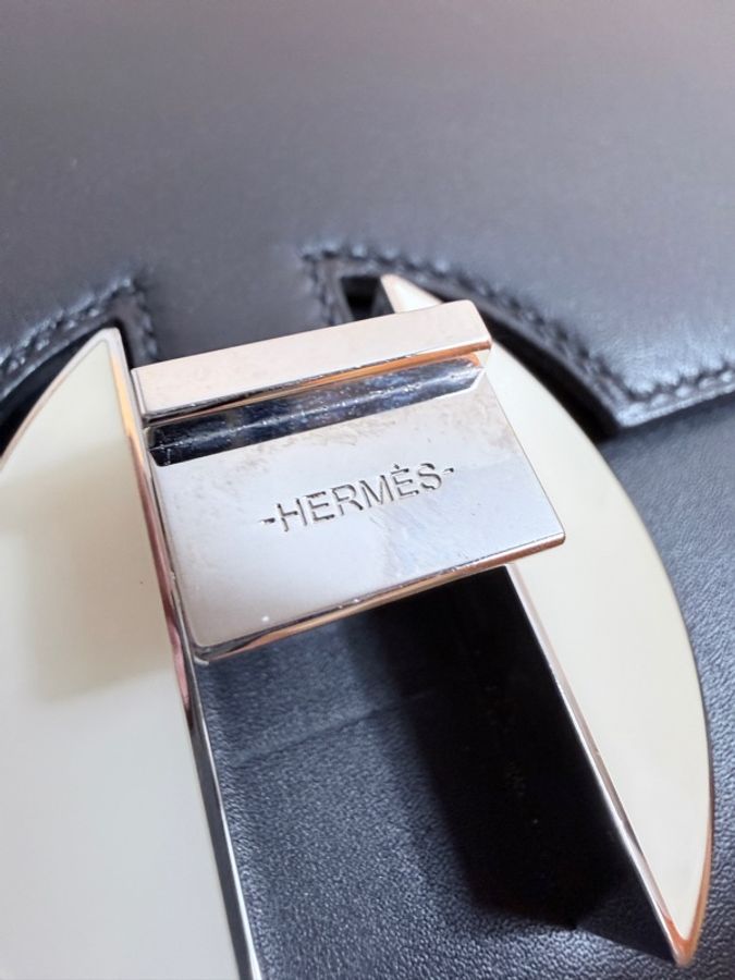 Hermes✨愛馬仕 2002-20黑色 夜光白色琺瑯釦 台灣購證-23