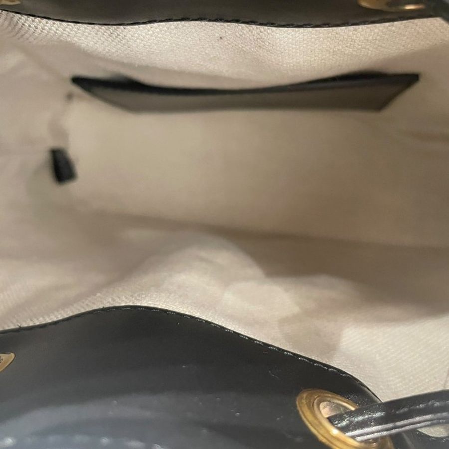 GUCCI 古馳 竹節後背包 牛皮 黑色 金釦-11