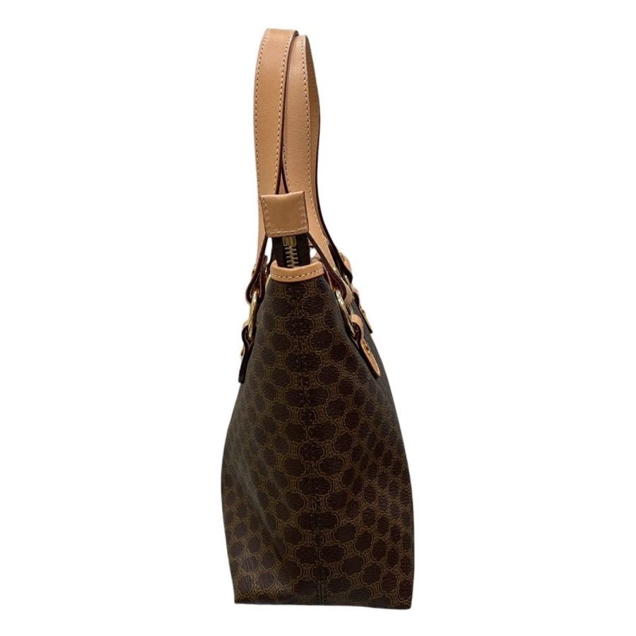 CELINE 思琳 Macadamia 手提包 PVC帆布 棕色 金釦-2