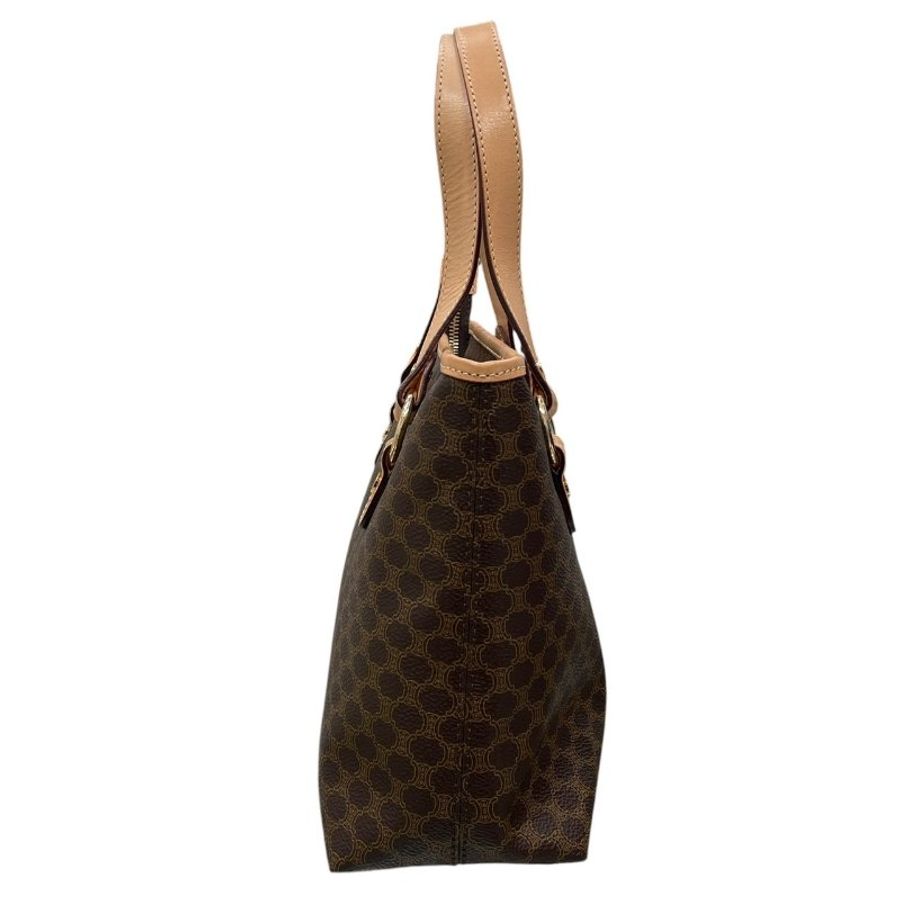 CELINE 思琳 Macadamia 手提包 PVC帆布 棕色 金釦-3