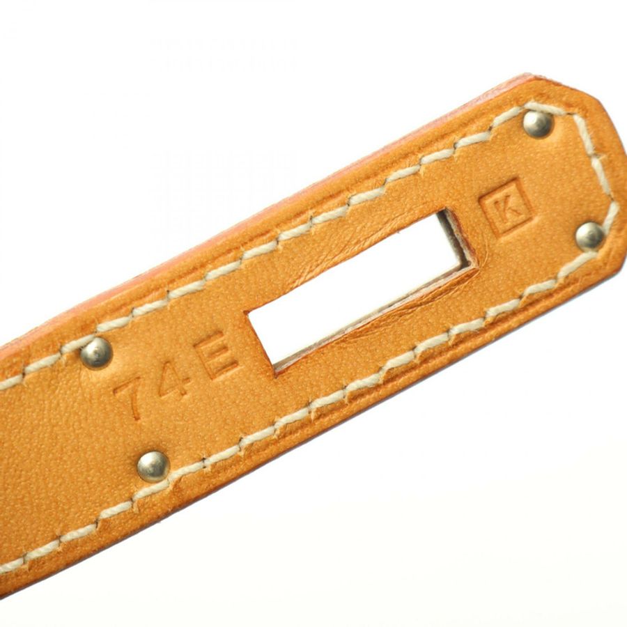 HERMES Birkin 35 手提包 K Toile Officier Barenia 皮革 卡其色 天然色 二手 SHW-4