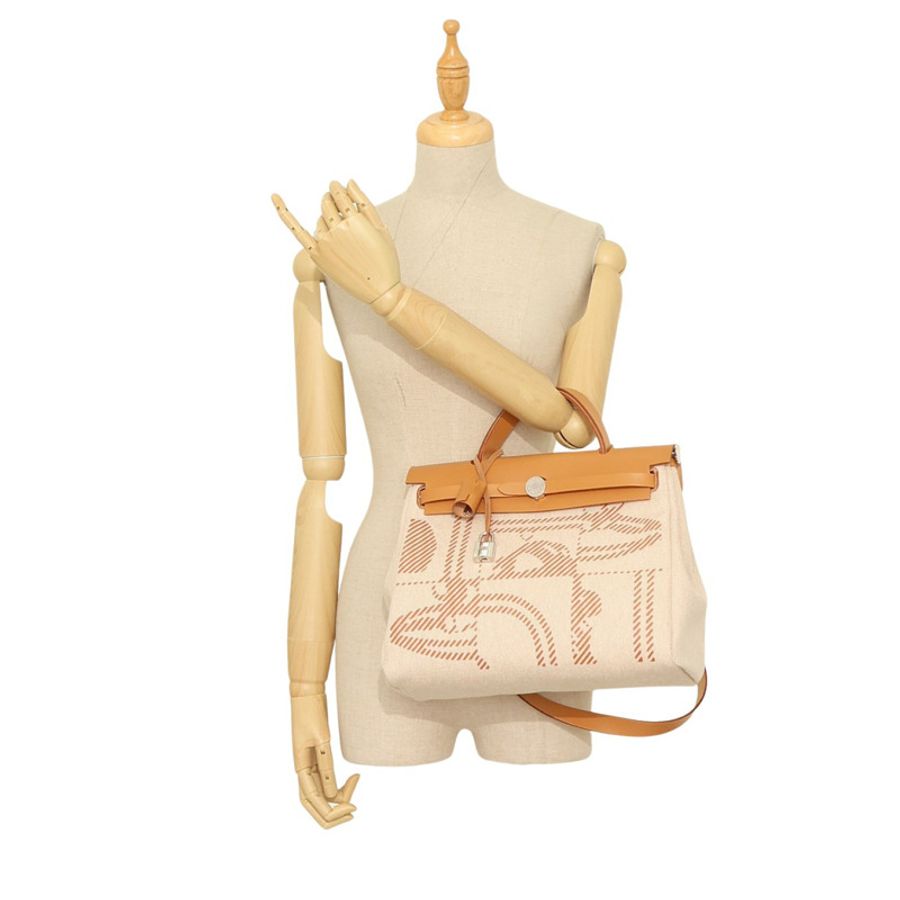 淺褐色帆布 Herbag 31 兩用包 U刻【HERMES 愛馬仕】-12